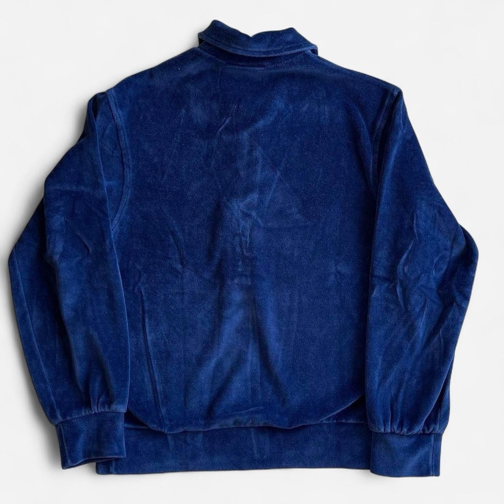 Vintage Panther Dark Navy Blue Velour Long Sleeve 1/2 Button Pullover - Picture 5 of 6